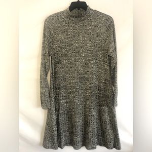 Ivanka Trump Knit Sweater Dress Womens Grey High Neck Long Sleeve Size Large